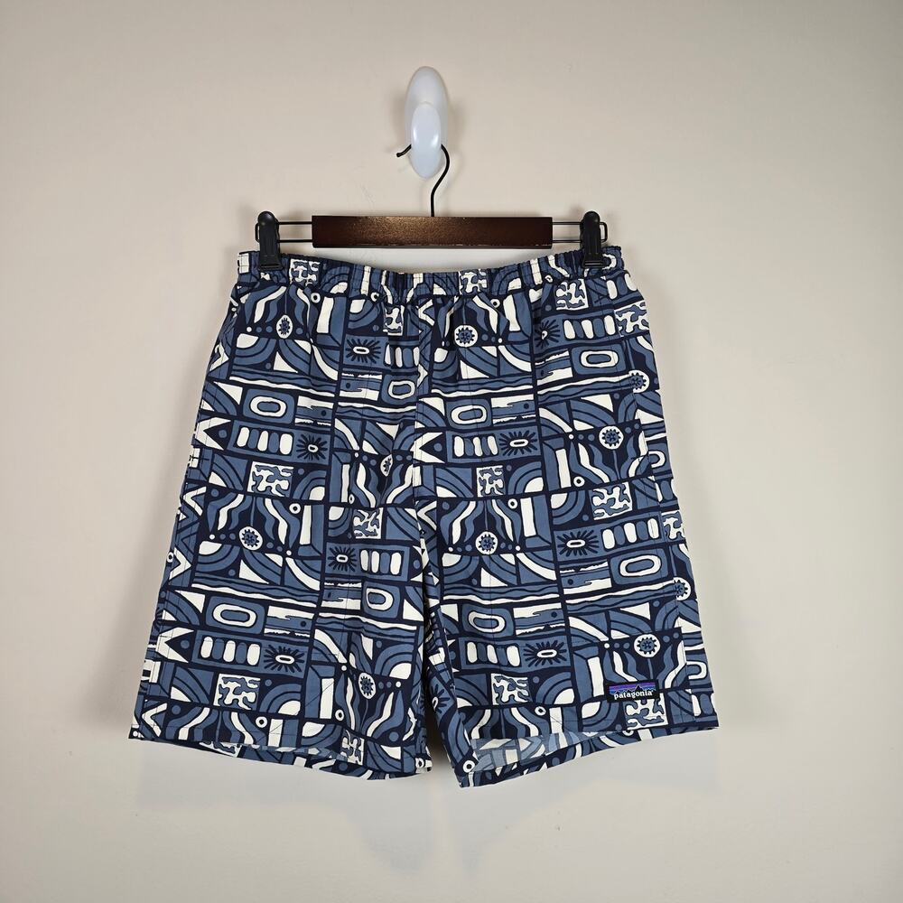 Patagonia Baggies Longs Shorts Mens Size S 7" Inseam New Visions New Navy 58035